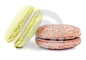 French sweet macaroons isolated on white