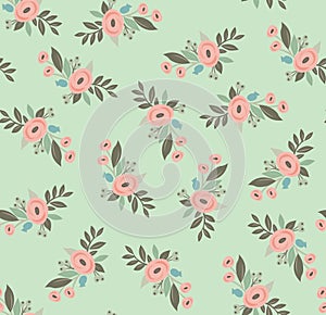 French Sweet Rose Seamless Pattern