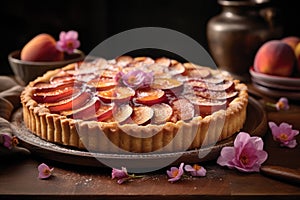 French tart, bakery. Irresistable fruit tart photo