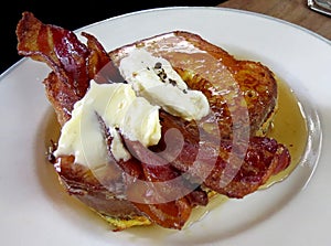 French toast with bacon and syrup