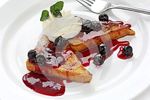 French toast with blueberry sauce