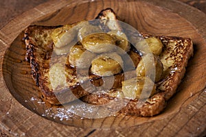 French toast and fried bananas