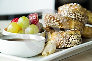French toast with fruit breakfast