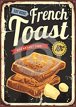 French toast restaurant sign . Retro vector poster for cafe bar or diner.