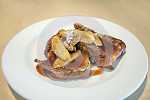 French Toast with Sliced Bananas