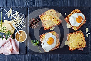 French toasts croque monsieur and croque madame photo