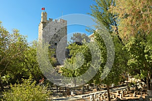 The French tower of Bodrum Castle in Aegean Coast of Turkey. Mugla