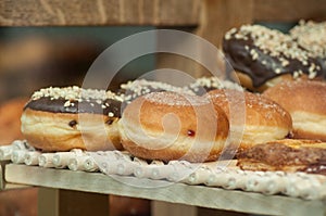 french traditional marmalade doughnut in bakery
