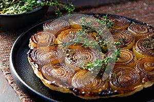 French traditional onion Tarte tatin
