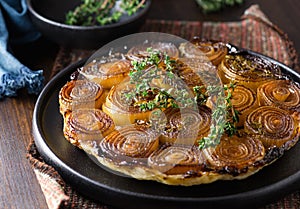 French traditional rustic onion Tarte tatin