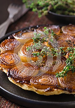 French traditional rustic onion Tarte tatin