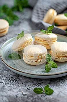 French traditional snack dessert macaron. AI generative