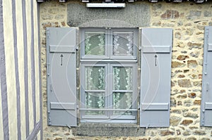French traditional window. France, Normandy.