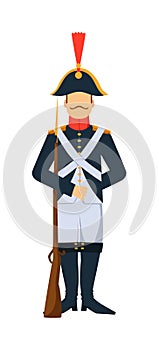 French troop old style armed forces man with weapon illustration