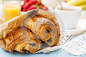 French viennoiserie pain au chocolat for breakfast