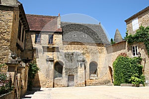 French village courtyard