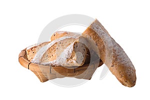 french white long baguette bread isolated on white background