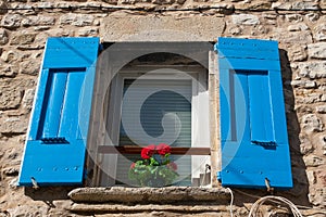 French window with shutters