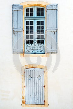 French windows with shutters