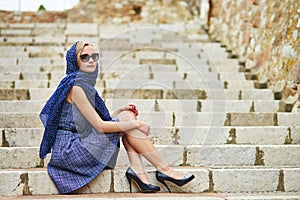 French woman in Cannes, at Le Suquet