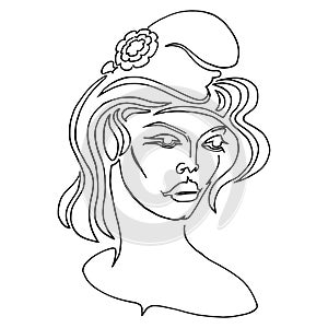 French woman style Marianne face portrait vector illustration photo