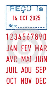 French word Recu Received and dates ink stamp