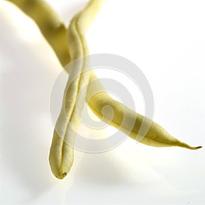 French Yellow Beans called Mange Tout Beans, phaseolus vulgaris, Vegetables against White Background