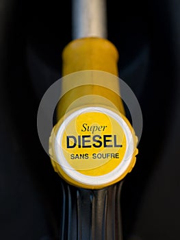 French yellow super diesel pump