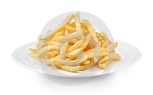 Frenchfries in plate on white background