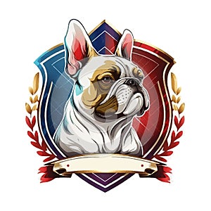 Frenchie french bulldog dog mascot character logo design with badges