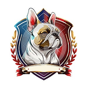 Frenchie french bulldog dog mascot character logo design with badges photo
