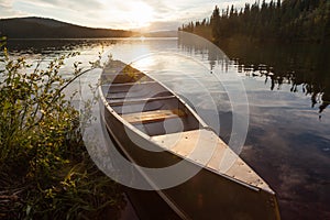 Frenchman Lake Yukon Canada canoe sunset scene