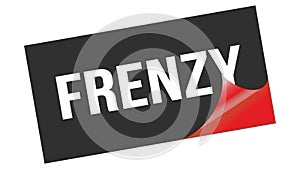 FRENZY text on black red sticker stamp
