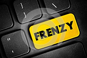 Frenzy text button on keyboard, concept background