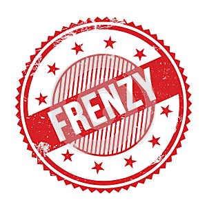 FRENZY text written on red grungy round stamp