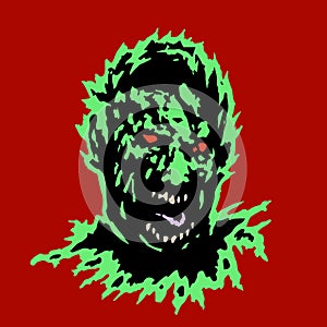 Frenzy zombie head. Vector illustration