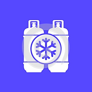 freon, refrigerant gas tanks icon, vector