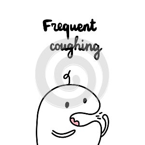 Frequent coughing hand drawn vector illustration in cartoon style. Minimalism