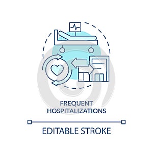 Frequent hospitalization blue concept icon