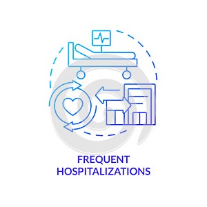 Frequent hospitalization blue gradient concept icon