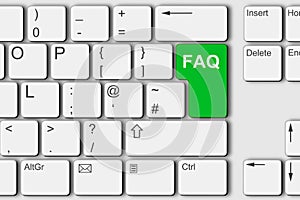 Frequently Asked Questions FAQ concept PC computer keyboard 3d illustration green