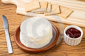 Frescal cheese, typical brazilian fresh white cheese with jam and toasts