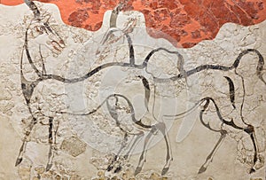 Fresco with Antelopes from Akrotiri, Santorini, Cyclades, Greece