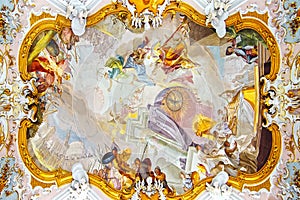 Fresco in Church Wieskirche. Wies