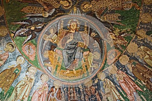 Fresco details from christian churches hidden and carved in caves near Goreme, Cappadocia, Anatolia