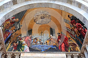 Fresco on the exterior main entrance to the Basilica de San Marc