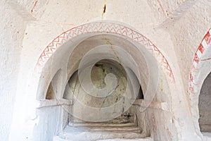 Fresco inside the caves and church in the Goreme Open Air Museum,  a member of UNESCO World Heritage List since 1984, in Goreme,