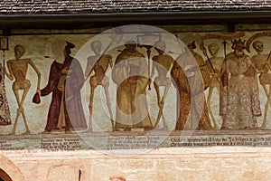 Fresco of the Macabre Dance or Dance of the Death - Pinzolo Trento Italy