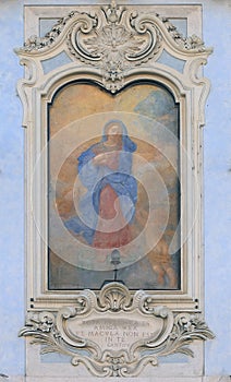 Fresco of the Madonna, in Piazza della Rotonda in Rome, Ialy.