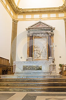 Fresco and marble table from Frascati Cathedral